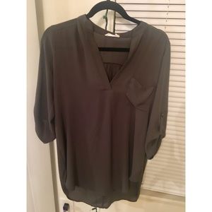 Olive green chiffon shirt